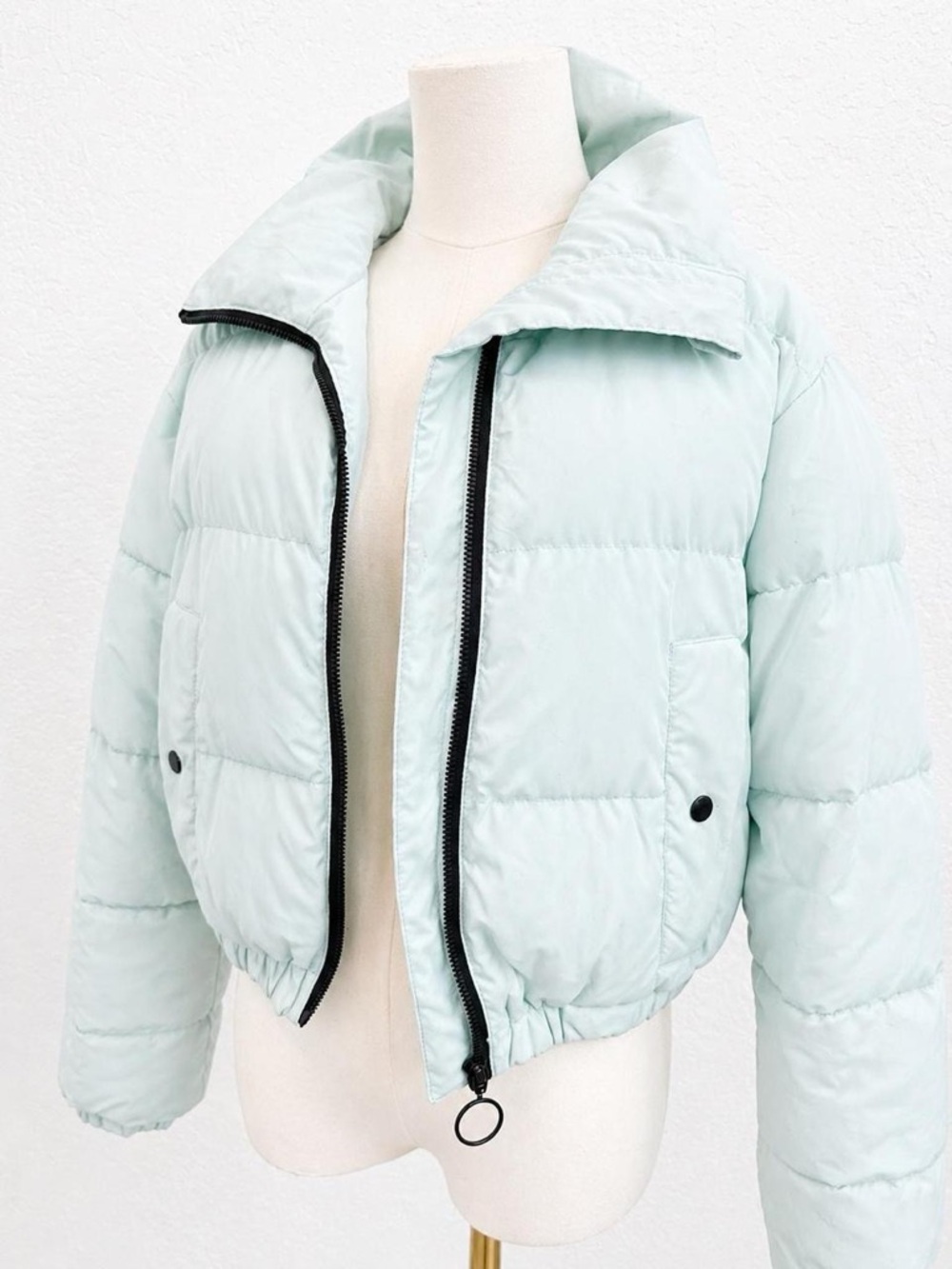 Garage Mint Green Cropped Puffer Jacket - Picture 4 of 6